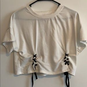 Never worn White tee with tie details